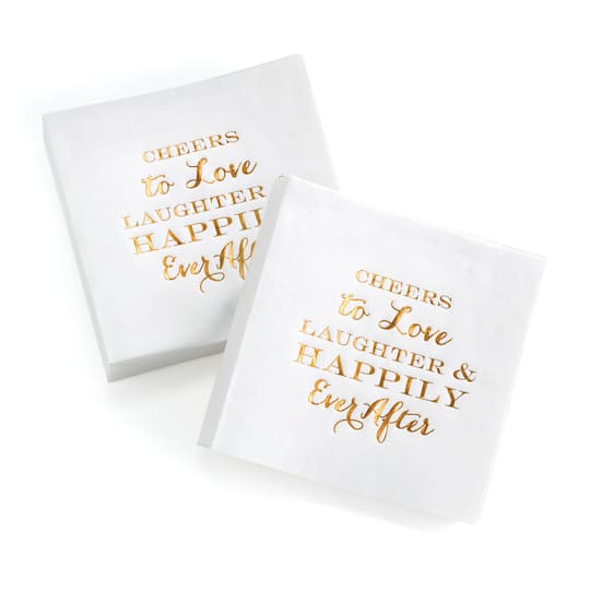 Hortense B. Hewitt Co. Cheers & Love Beverage Napkin in White | 4.75" x 4.75" | Michaels®